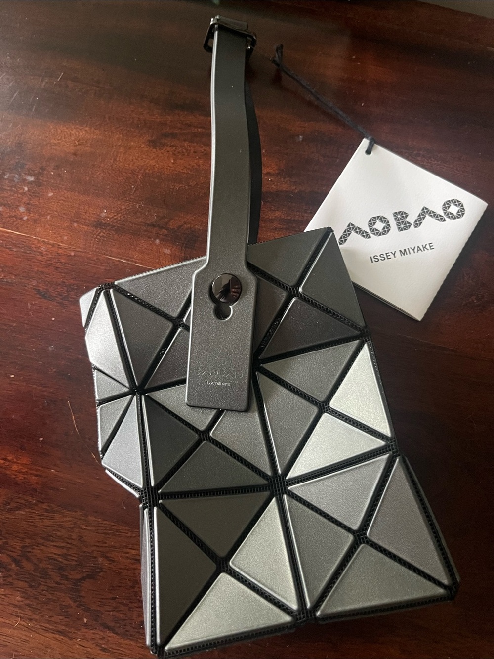 Issey Miyake BAO BAO Metallic Silver and Black Geometric Wristlet